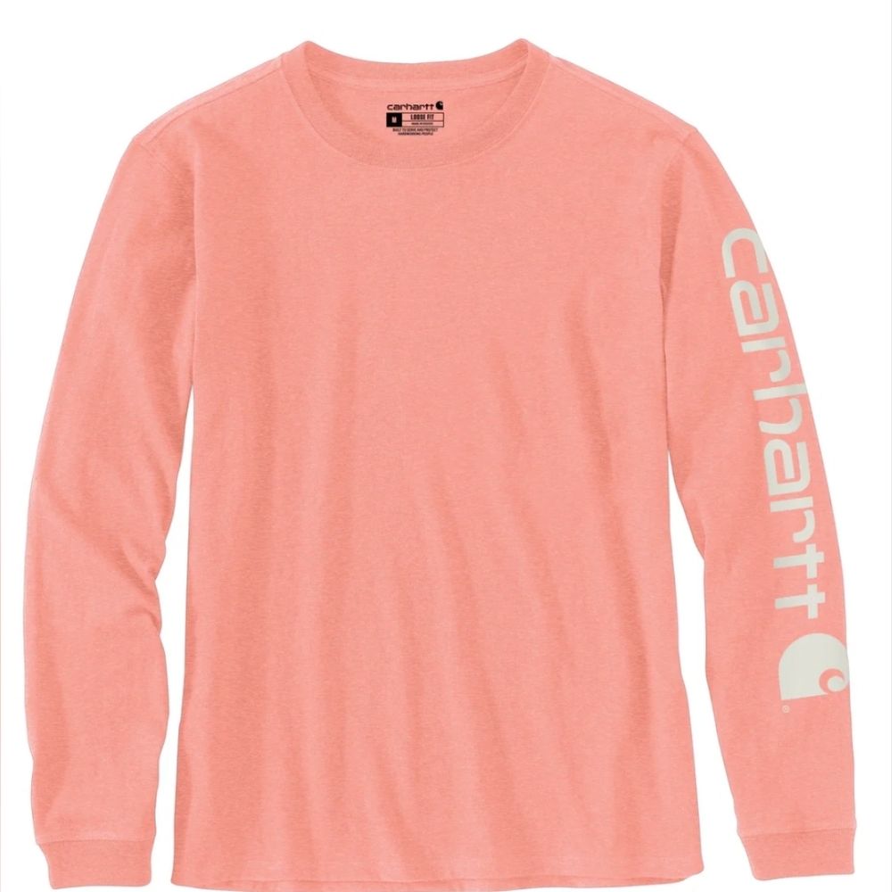 Carhartt Women's Relaxed Fit Midweight Logo Long Sleeve Shirt Size S MSRP $29.99